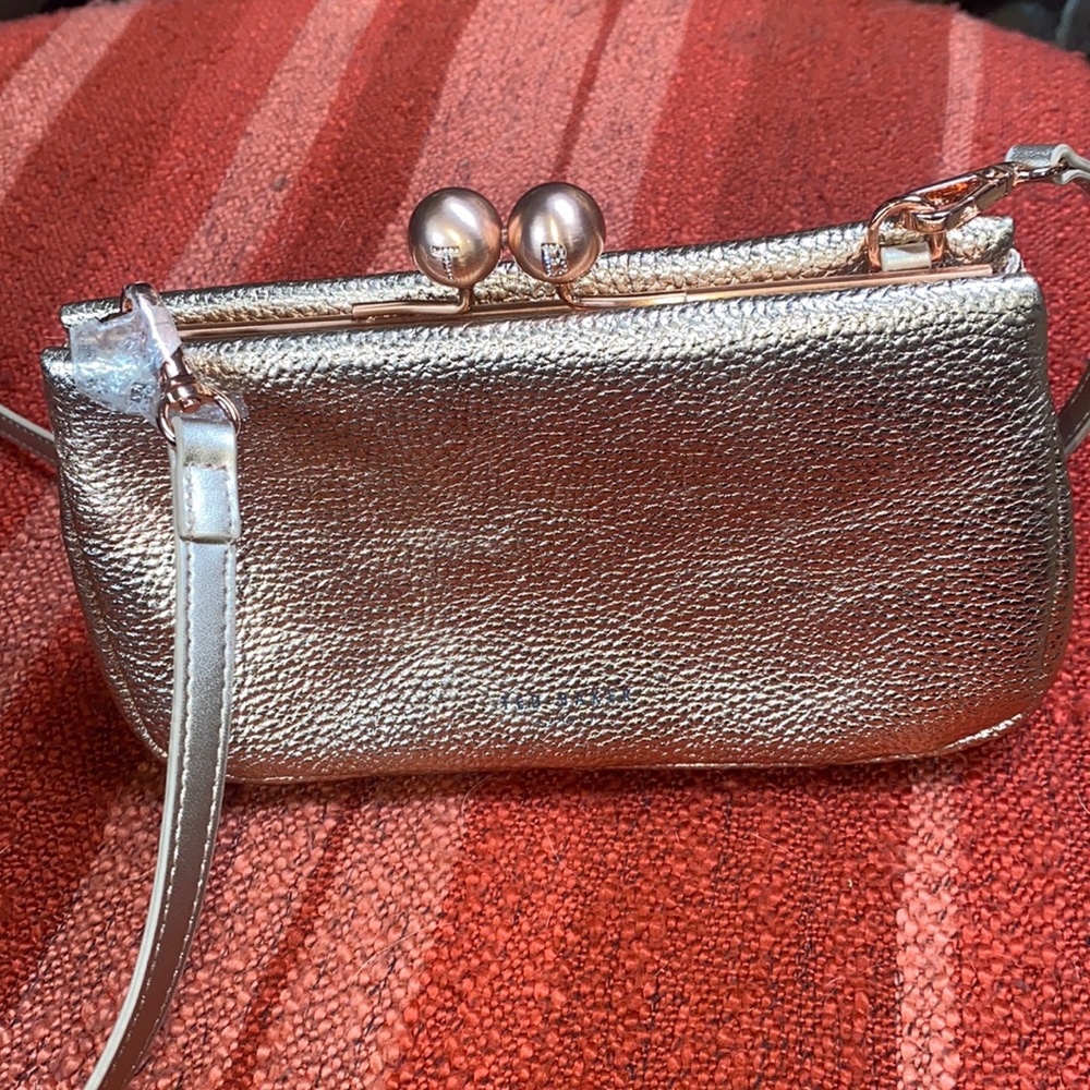 TED BAKER CHRINA CROSS BODY BOBBLE LEATHER ROSE GOLD PURSE NWT